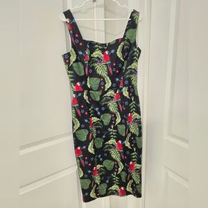 Collectif Tropical Parrot Print Dress - Black